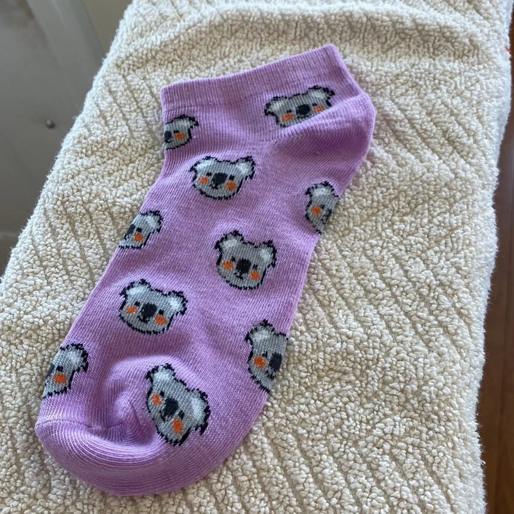 Snugadoo Blue White Fuzzy Panda Bear Socks Bonus Purple Koala Bear One Size